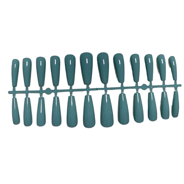 Soidarity 24 Uds uñas postizas CoffinPress-on diseño barniz Extra largas puntas de uñas artificiales suministro de manicura accesorios para Arte de uñas verde