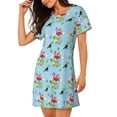 thumbnail image 2 of Kdxio Flamingos And Tropical Plants Pattern Womens Short Sleeve Sleepshirt Scoopneck Cute Nightdress Ruffle Comfy Nightgown, 2 of 6