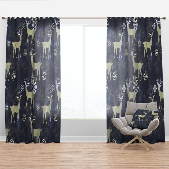 Designart 'Christmas Pattern III' Animals Curtain Panel