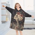 thumbnail image 5 of FORMRS Wearable Blanket Hoodie with Sleeves for Kids Cozy Flannel Sweatshirt, Skeleton with Flowers Pattern, 5 of 7