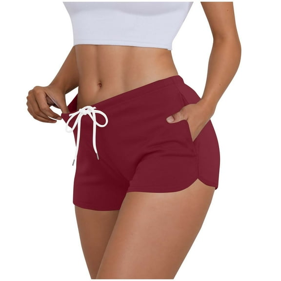 Mgmyaa Running Shorts for Women Summer Workout Gym Shorts Drawstring Elastic Waist Mini Shorts with Pockets Hotpants