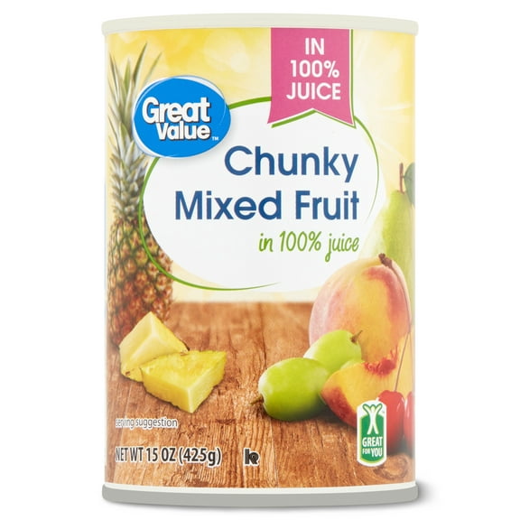 Great Value Chunky Mixed Fruit in 100% Juice, 15 oz