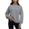 thumbnail image 3 of SYMOID Womens Gray High Neck Sweatshirt - 100% Polyester, Loose Fit Raglan Sleeves, Machine Washable Wrinkle Resistant, Casual/Layering Top for Daily Wear (S-XXL),Size L, 3 of 5