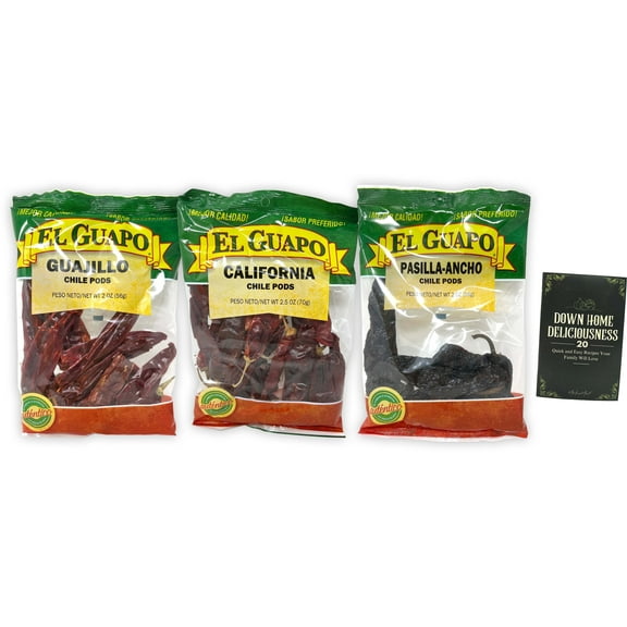Dried Chile Pods - 3 Flavors: Pasilla-Ancho, Guajillo, California (2-2.5 Ounces) El Guapo | MerlinsMart Zine