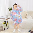 thumbnail image 6 of FORMRS Wearable Blanket Hoodie with Sleeves for Kids Cozy Flannel Sweatshirt, Pink Daisy, 6 of 7
