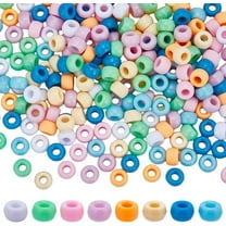 800Pcs Pony Beads Bulk 6x9mm Large Hole Opaque Pony Bead Pink Blue Green White Colored Plastic Pony Beads for Crafts Jewelry Making Beading Kits