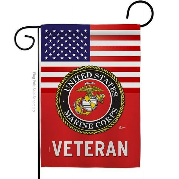 Americana Home & Garden  13 x 18.5 in. US Marine Corps Veteran Garden Flag with Armed Forces Double-Sided Decorative Vertical Flags House Decoration Banner Yard Gift
