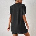 thumbnail image 7 of MXUIKV Workout Sets for Women Lightweight Summer Loose Fitted Side Slit Hem T-Shirts Tight Shorts(Medium,Black), 7 of 7