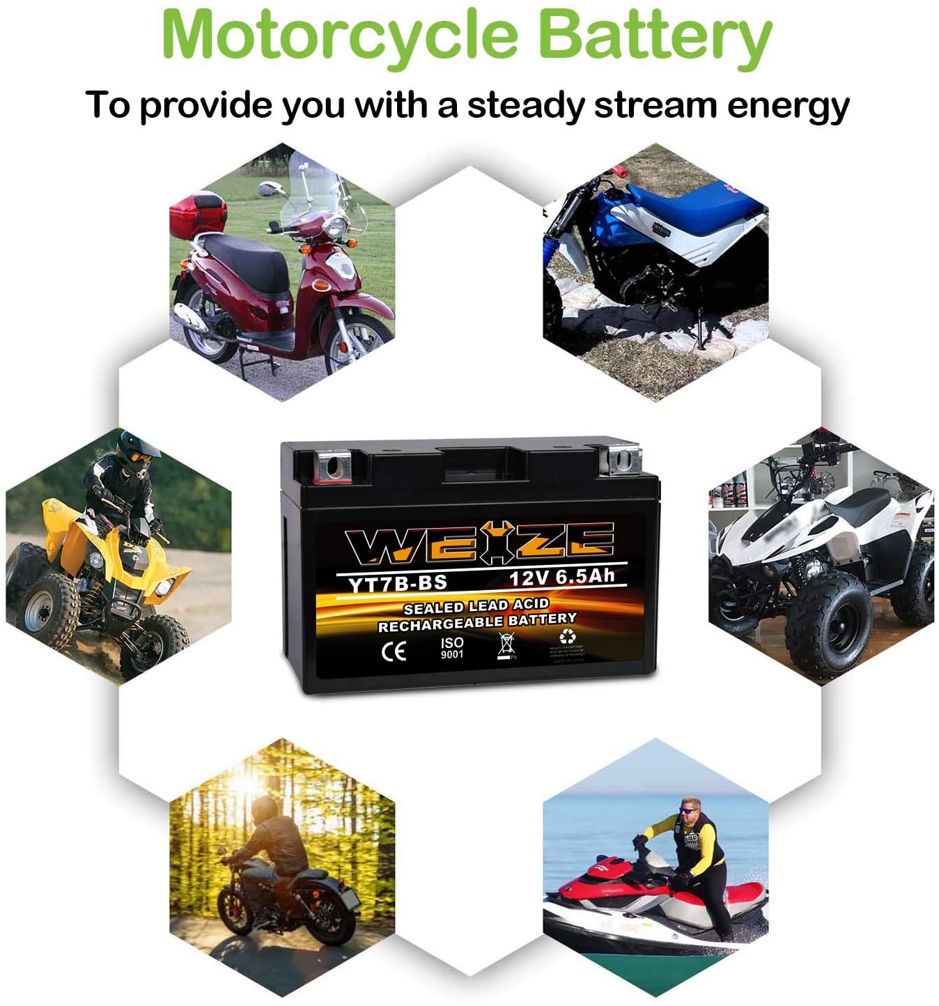 YTX14 BS ATV Battery High Performance - Maintenance Free - Sealed AGM YTX14-BS Motorcycle Battery compatible with Honda Suzuki Kawasaki Yamaha scooter snowmobile