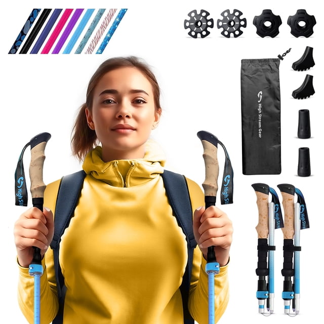 Bastones de senderismo plegables High Stream Gear, juego de 2