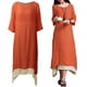 thumbnail image 4 of Vendimia vestido de algodón de lino de Split dobladillo irregular floja ocasional de Boho maxi MABOTO Naranja/XXL, 4 of 7