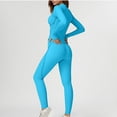 thumbnail image 4 of FNFYFH Women Long Sleeve Workout Jumpsuit Zip Up Romper Bottom Pants Bodysuit Bodycon One Piece Jumpsuits, 4 of 10