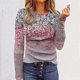 thumbnail image 2 of Moda mujer casual manga larga impreso o-cuello botón blusa camiseta damas tops Pompotops gfhjh16896, 2 of 8