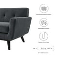 thumbnail image 3 of Loveseat Sofa, Charcoal Grey Gray, Fabric, Modern Contemporary, Mid Century Living Hotel Lounge Cafe Lobby, 3 of 8