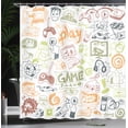 thumbnail image 3 of Ambesonne Video Games Shower Curtain, Monochrome Game Sketch, 69"Wx70"L, Pale Olive, 3 of 4