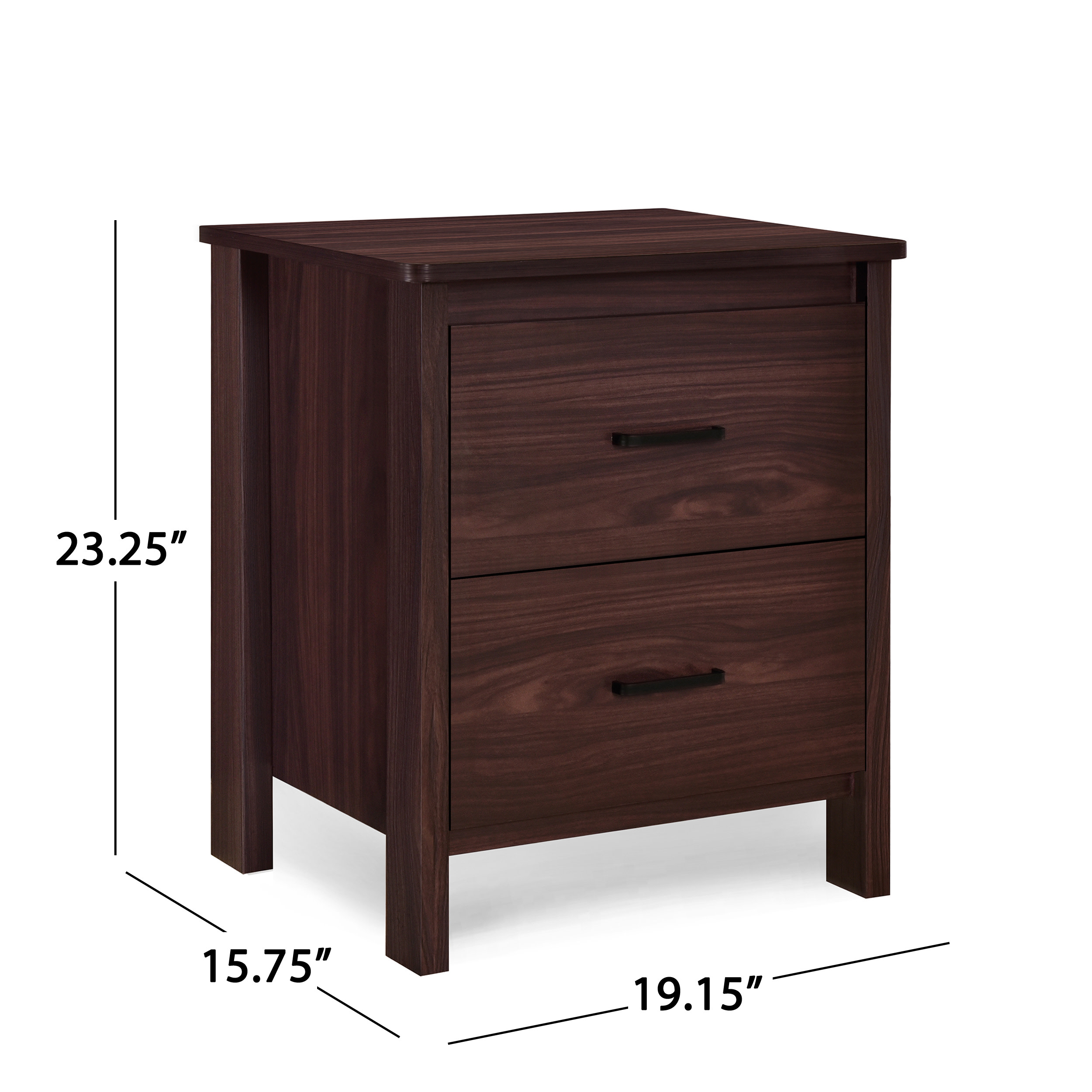 Noble House Hysham 2 Drawer Nightstand, Set of 2, Walnut