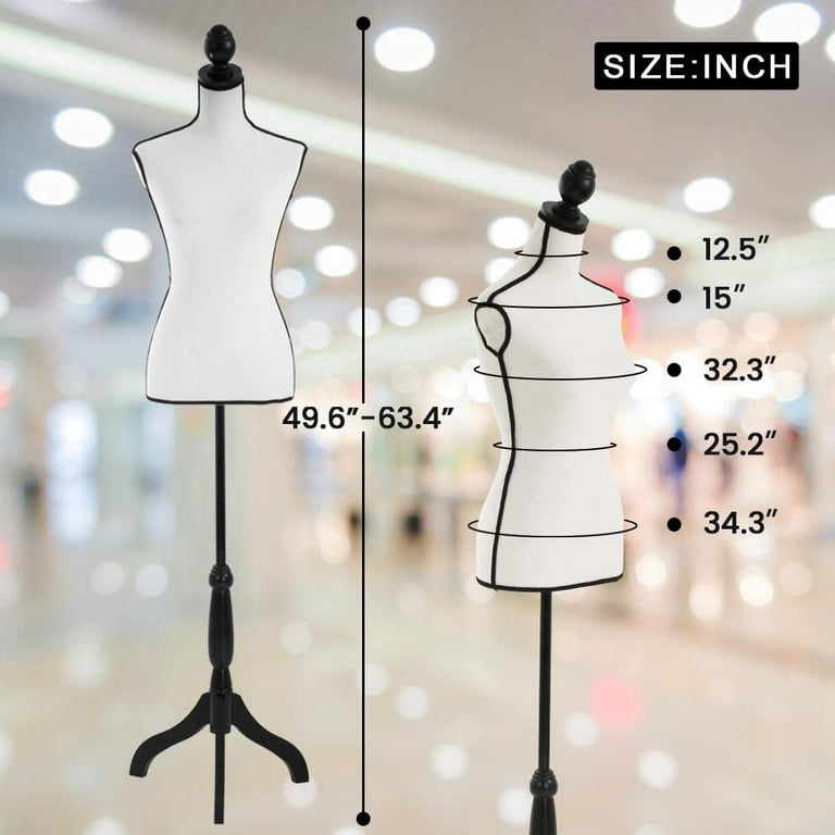 Dress Mannequin with Stand Female Dress Form Pinnable Mannequins Body Torso  58-67 Inch Height Adjustable Tripod Stand