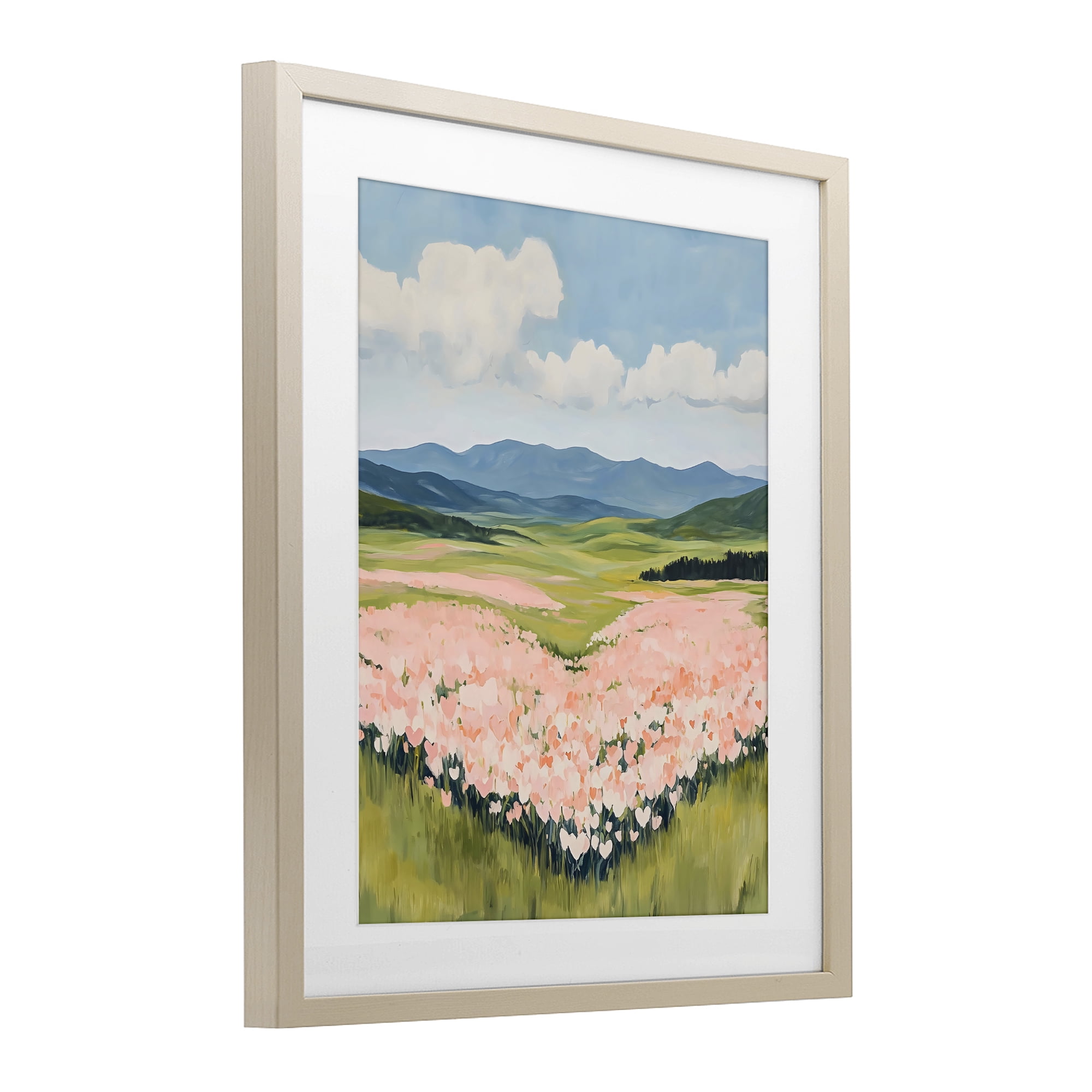 Stupell Industries Heart Shaped Flower Field Birch Framed Print Under Glass, design by The Prints Vibe