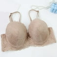 thumbnail image 2 of felwors Women's Lace Bras Push Up Solid Color Soft Everyday Padding Classic Underwire Lift Up Bra(Khaki, L), 2 of 3