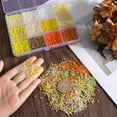 thumbnail image 5 of 156g 12 Style Glass Seed Beads Round Hole Round Transparent Inside Colors Luster & Rainbow & Baking Paint & Ceylon & Opaque & Frosted Yellow 2~2.5x1.5~2mm Hole: 0.5~1mm 13g/style, 5 of 5