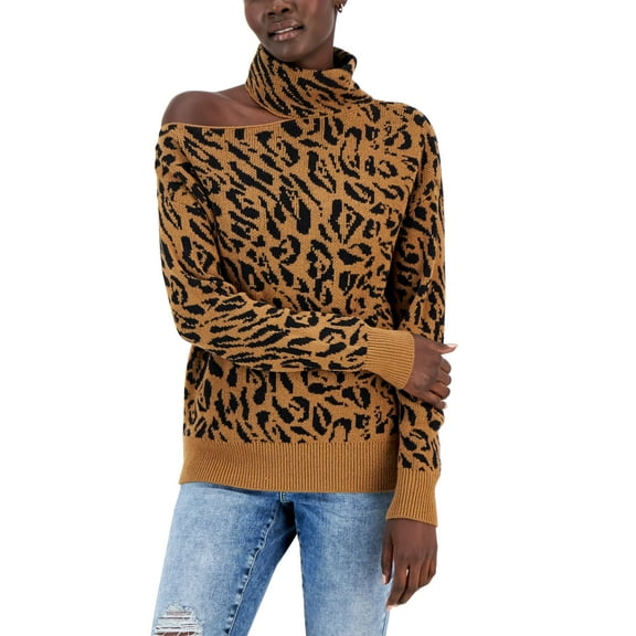 INC International Concepts Womens Leopard Print Asymmetric Sweater Betty Leopard L