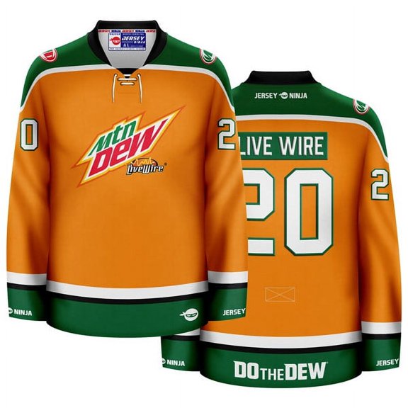 Mountain Dew Live Wire Orange Hockey Jersey
