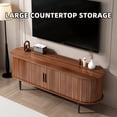 thumbnail image 2 of Atumcto 55" Walnut Mid-Century Modern TV Stand, Fluted Media Console with Sliding Doors, Storage Cabinet Entertainment Center for Living Room/Bedroom/Office, 2 of 16