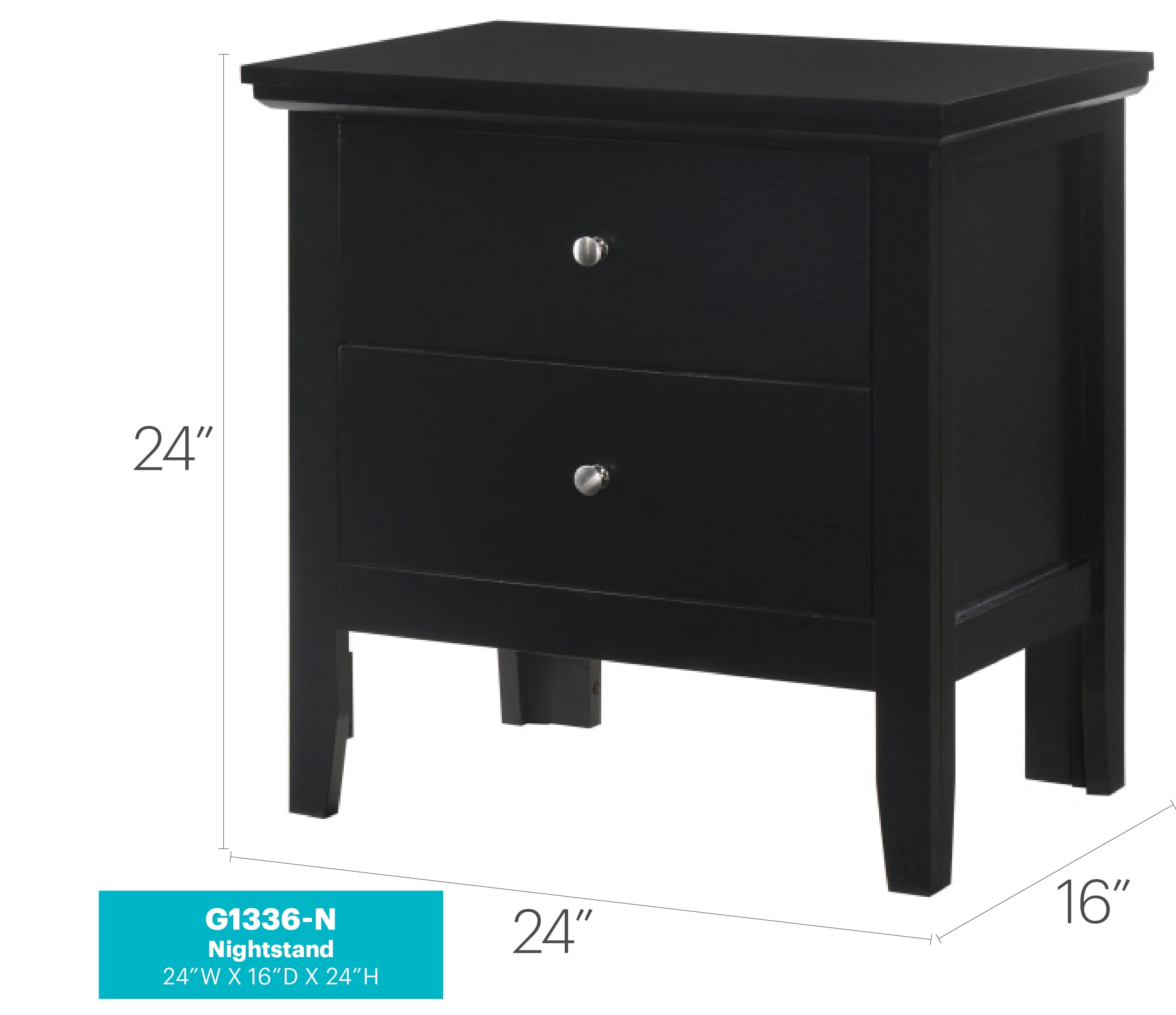 Glory Furniture Primo G1336-N Nightstand , Black