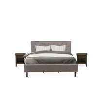 East West Furniture Nolan 3-Piece Wood King Bedroom Set in Taupe Brown/Jacobean