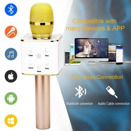 Jeobest Q9 Karaoke Microphone - Wireless Q9 Bluetooth Karaoke Microphone Speaker - Q9 Portable Handheld Wireless Bluetooth KTV Mic Speaker Machine for iPhone/Android
