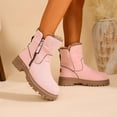 thumbnail image 5 of Viluyesy Womens Snow Boots, Round Toe Thick Sole Side Zipper Winter Warm Mid Calf Boots Pink, 5 of 9