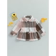 thumbnail image 3 of xiaxaixu Kid Girl Long Sleeve Shirt Coat, Plaid Print Lapel Button Closure Fall Spring A-Line Tops, 3 of 9