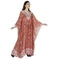 thumbnail image 3 of Moomaya Long Beach Sheer Kaftan Dress For Women Printed Beachwear V-Neck Swimsuit Resort wear Kimono Cover Up, 3 of 7