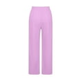thumbnail image 7 of pstuiky Summer Solid Color Elastic Waist Wide Leg Long Pants Casual Trousers Home Wear Outerwear Sweatpants with Pockets, 7 of 7