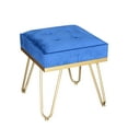 thumbnail image 1 of Jessar - Velvet Ottoman/Footstool with Metal Base, 15.7" x 15.7" x 17.3", Blue, 1 of 4