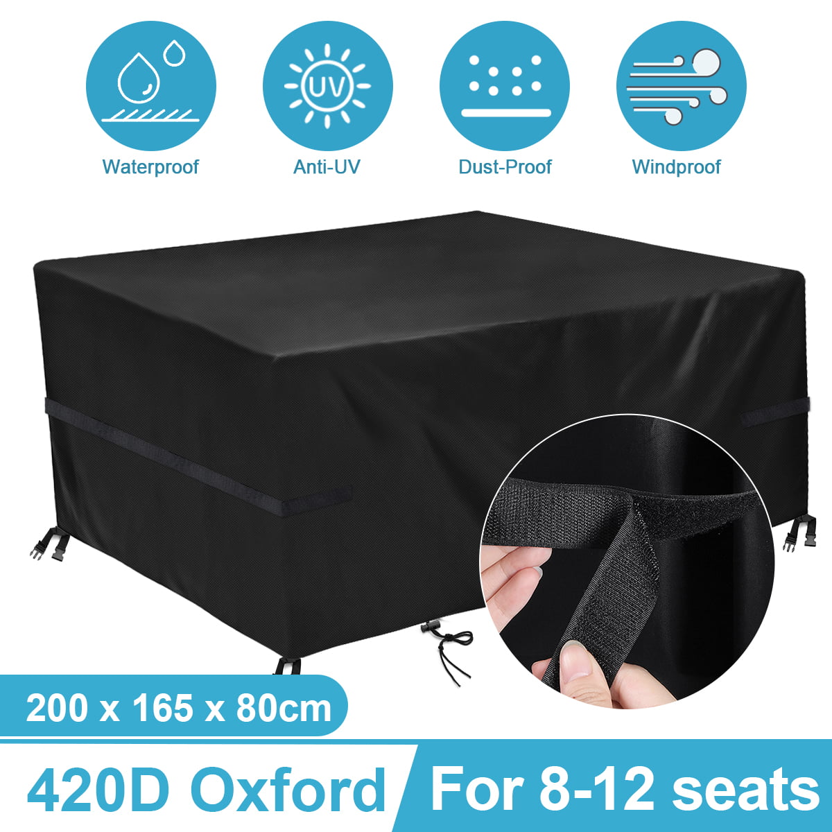 95.3x63.8x39.4 inch 420D Heavy Duty Waterproof Patio Table Covers GEMITTO Outdoor Patio Furniture Cover Wind Dust Proof Anti-UV Durable Protective Covers for Bad Weather Rain Winter Snow 