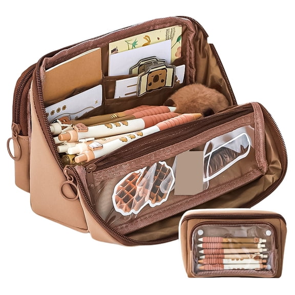 Multi Layered Pencil Case with Handle High Capacity Pencil Pouches Pen Pencil Case Detachable Pencil Organizers Bag