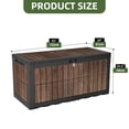 thumbnail image 2 of Uforic 134 Gallon Resin Deck Box, Waterproof Lockable Outdoor Storage Chest, Multifunctional Patio Storage Bench for Cushions, Garden Tools and Pool Supplies, Dark Brown & Wood-Grain Brown, 2 of 6