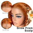 thumbnail image 3 of Peluca MITIMES Ginger Curly Skunk Strip HD con encaje frontal naranja, 3 of 8