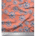 thumbnail image 1 of Soimoi Orange Velvet Fabric Lighthouse & Ship Wheel Nautical Fabric Prints By Yard 58 Inch Wide, 1 of 1