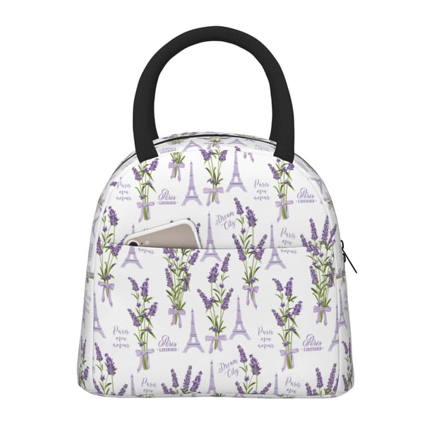 Easygdp Lavender Flowers Bolsa de Almuerzo Insulada Grande, Forro de Aluminio, Diseño Espacioso, a Prueba de Fugas, Ideal para Trabajo, Picnics, Viajes y Actividades al Aire Libre