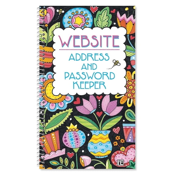 Mary Engelbreit Password and Pin Keeper, 94 Pages 5" x 8.5", Softcover Spiral-Bound Login Organizer by Current