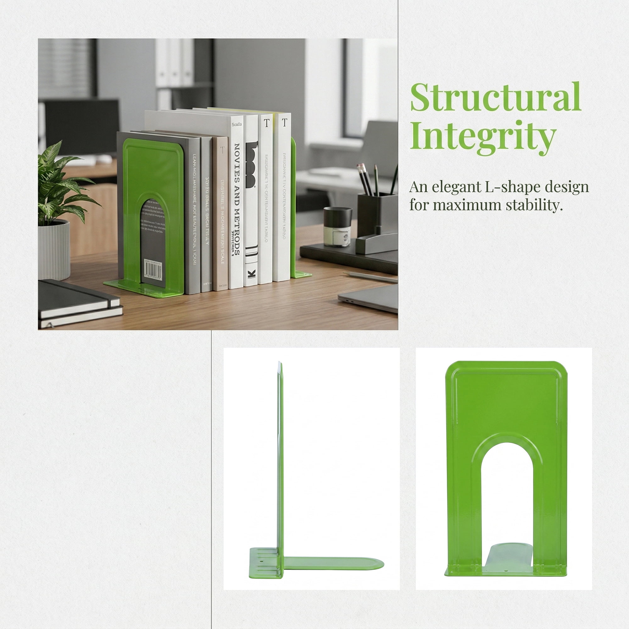 Unique Bargains Expandable Iron Bookends with Compartments Green 5.2"L x 6.5"W x 8.5"H