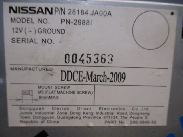 Pre-Owned 2007 2008 2009 Nissan Altima Radio CD Changer w/Navigation OEM - Verify Specific Vehicle Fitment In Description - (Good)