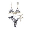 thumbnail image 4 of BONIXOOM Tummy Control Swimsuits For Women Bandeau Tie Solid Bikinis Bikini Summer Swimwears on Clearance Leopard Size 4, 4 of 7