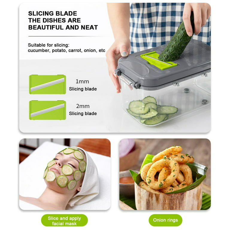 Multifunctional Vegetable Cutter, Chopper, Grater & Slicer, with 4 Types of  Blades & A Storage Box, for Easy Food Preparation