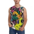 thumbnail image 1 of Fotbe Colorful Pug Men's Camiseta sin Mangas Estampada para Hombres, Playera Casual para Gimnasio, Entrenamiento, Playa-3X-Large, 1 of 7