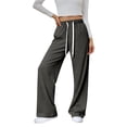 thumbnail image 5 of UDAUDU Womens Wide Leg Sweat Pants 2026 Spring Summer High Waisted Baggy Sweatpants Casual Drawstring Workout Pants with Pockets Dark Gray S, 5 of 5