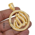 thumbnail image 2 of 10K Yellow Gold Finish Simulated Diamonds Pendant Islamic Allah God Arabic Scripture Charm Muslim Medallion 2.5 Inch, 2 of 4