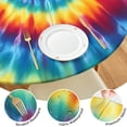 thumbnail image 4 of Colorful Tie Dye Mandala Pattern Round Fitted Tablecloth with Elastic Edge,Dining Table Cover Waterproof,Outdoor Round Tablecloth for Camping,Dining,Indoor and Outdoor, 4 of 7